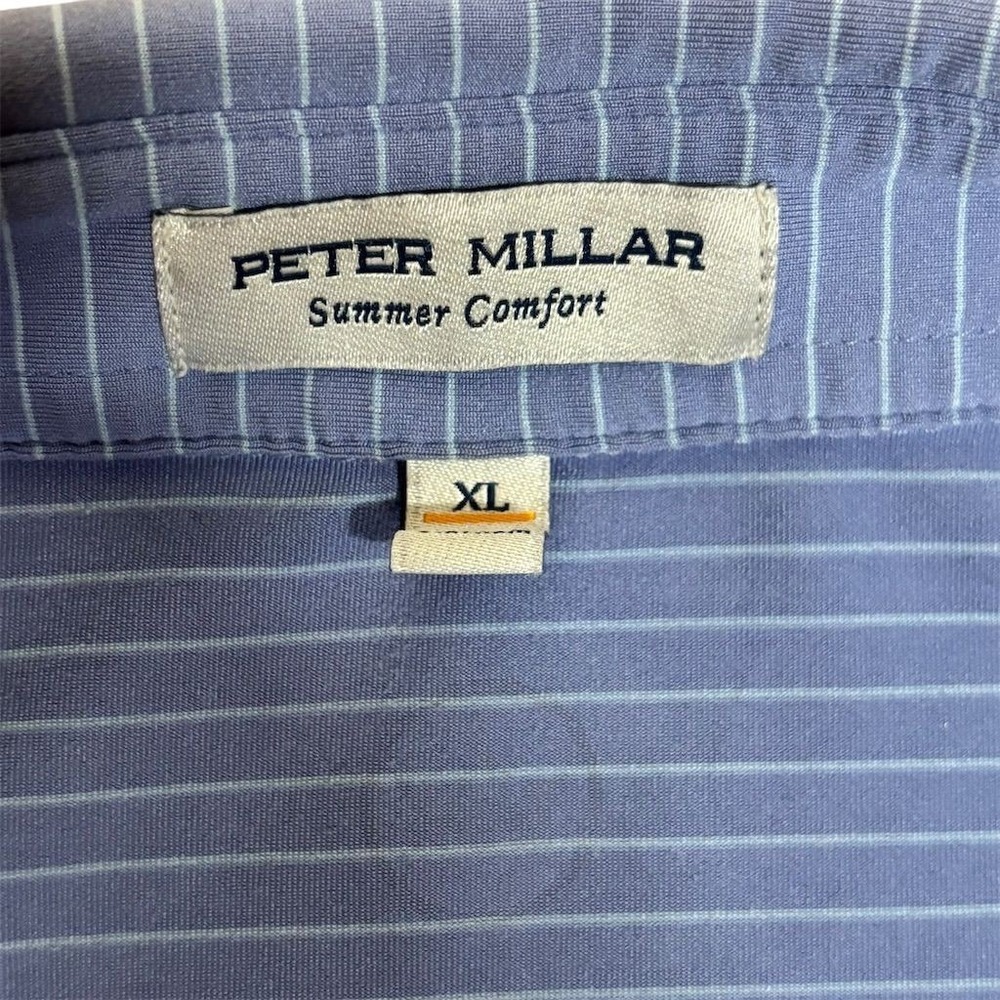 Peter Millar‎ Men's XL Summer Comfort Polo Shirt Island Blue Striped - Picture 6 of 6